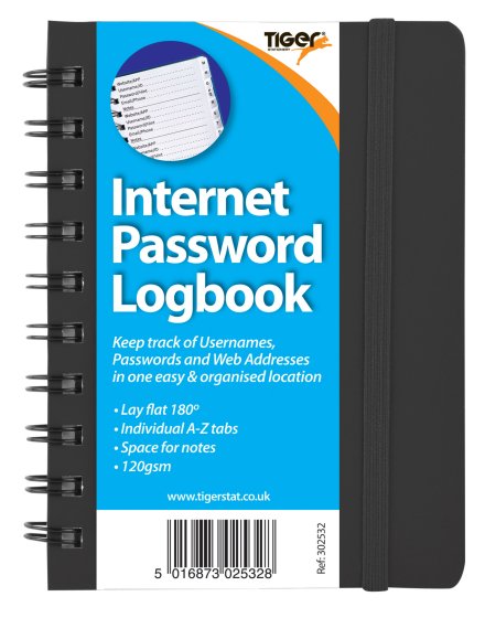 SH10717 PASSWORD LOGBOOK A5 BLACK
