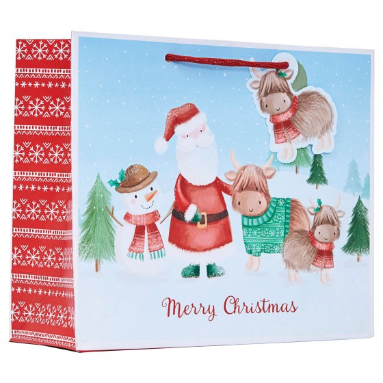 XH2917 GIFT BAG SANTA SNOW SCENE M SH
