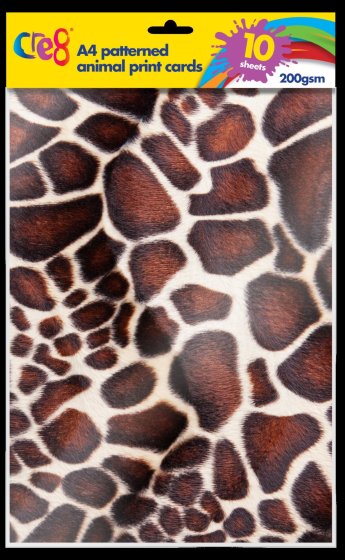 AJ0417 CRE8 ANIMAL PRINT CARD A4 10 SHEETS 200GSM