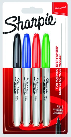 CH0101 SH07506 SHARPIE FINE MARKER 4S CARDED