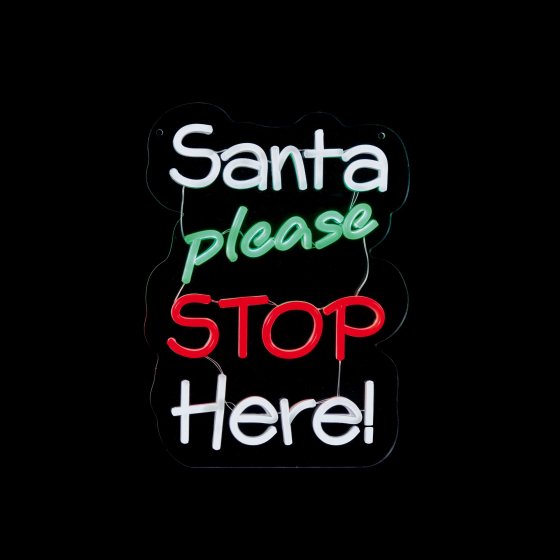 XH4503 SANTA STOP HERE NEON SIGN 35CM