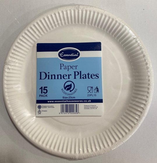 SH11812 PLATES WHITE 23CM 15PK