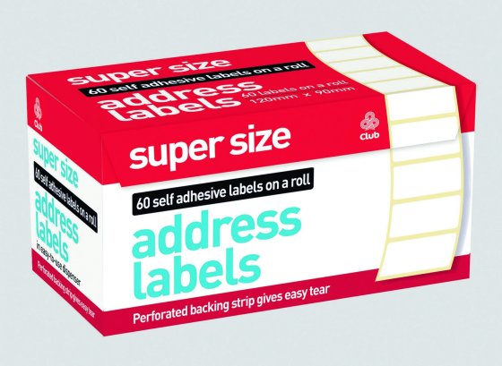 CJ0509 SJ00802 SUPER SIZE SELF ADHSIVE LABELS
