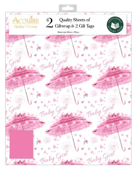  WRAP BABY BROLLY PINK 2 SHEET