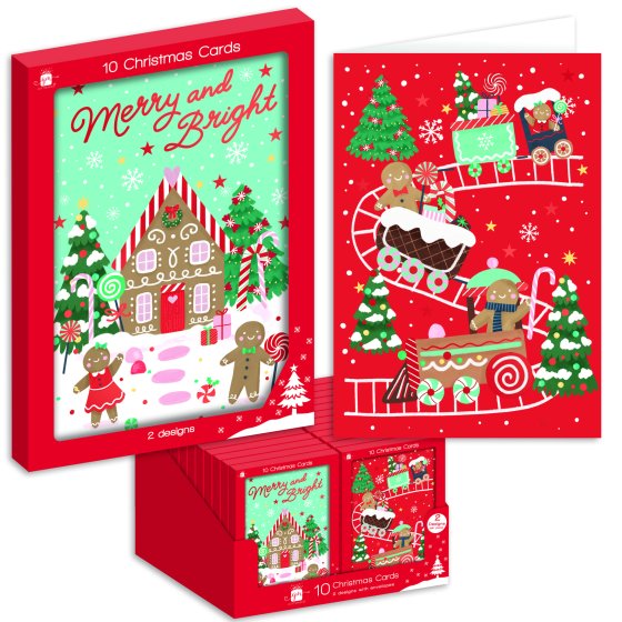 CARDS SQ 10PK GINGERBREAD 2ASST