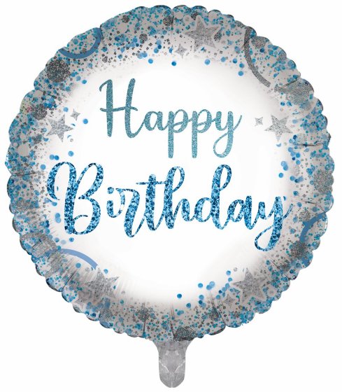 BALLOON 18IN FOIL BLUE CONFETTI