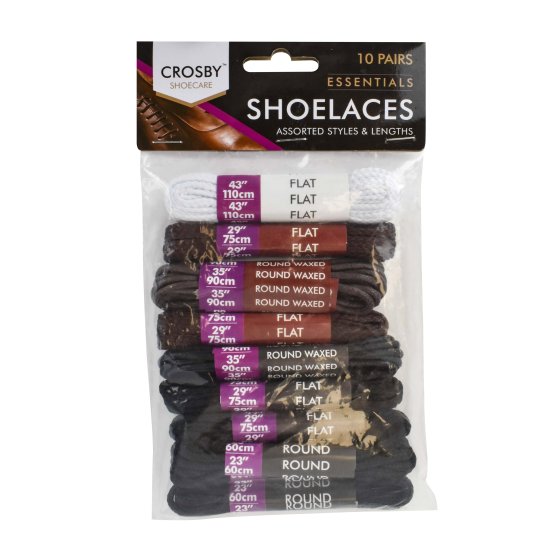 SHOE LACES ASSORTED SIZED 10PK