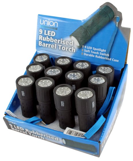 CH1513 SH11206 TORCH 9 LED RUBBER BARREL