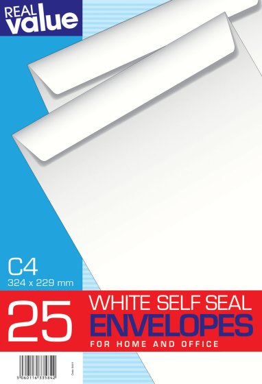 SH01006 RV C4 WHITE SELF SEAL ENV 25S