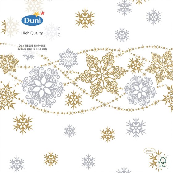 WIGIG NAPKINS SNOW GLITTER WH 3PLY 3