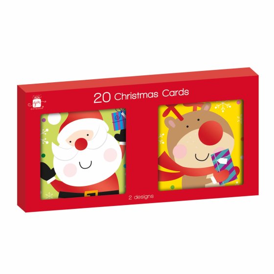 XH0504 CARDS 20PK MINI SQ CUTE SANTA