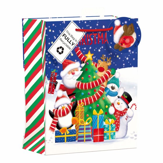 XH3019 GIFT BAG SANTA N FRIENDS M