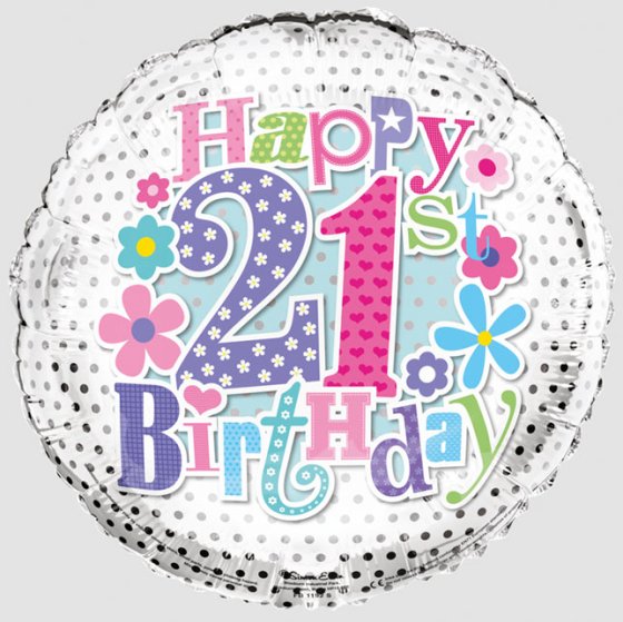 SH12824 FOIL BALLN AGE 21 FEMALE