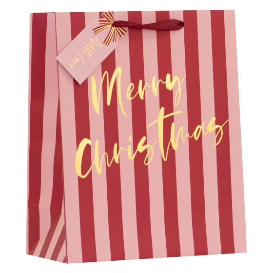 GIFT BAG PINK STRIPE L