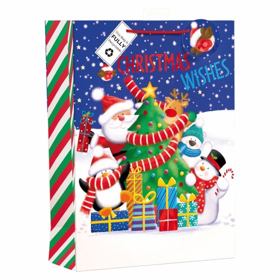 XH3017 GIFT BAG SANTA N FRIENDS XL