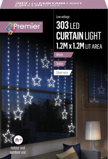 XH4010 LIGHTS 303 LED STAR CURTAIN WH