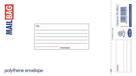 CH1917 SH00407 SMALL POLYTHENE MAIL BAG 16X23