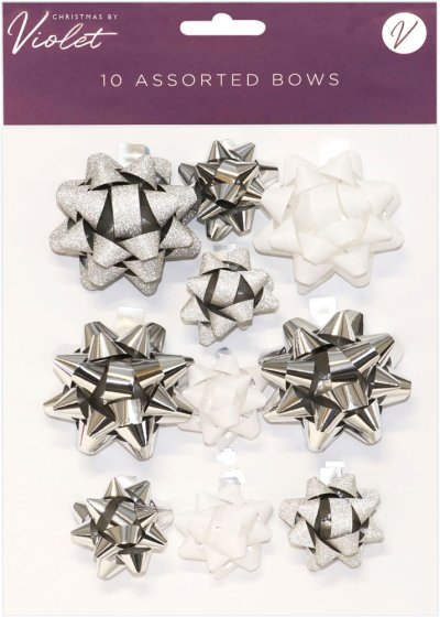 XH2403 BOWS PACK 10 BOWS SILVER ASSTD