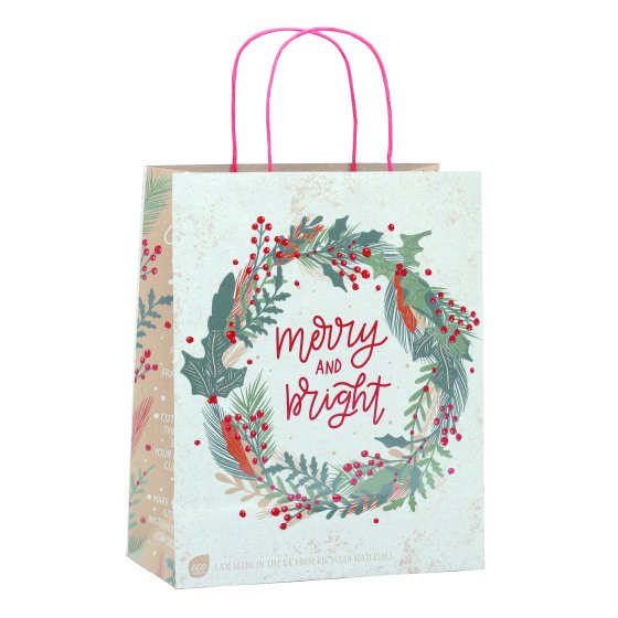 WIGIG GIFT BAG ECO FESTIVE WREATH ME