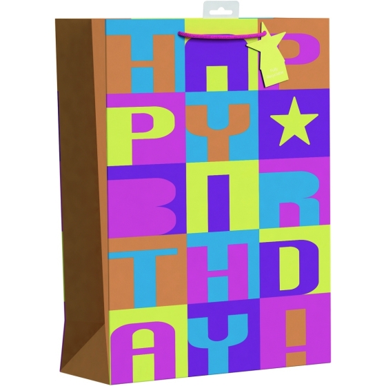 SJ15125 SJ15125 GIFT BAG NEON BLOCK TEXT EXTRA LARGE