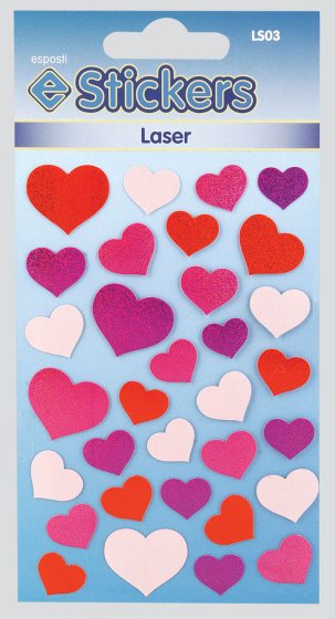 SF08303 LASER STICKERS HEARTS