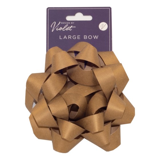 BOW 6IN LARGE GOLD PAPER