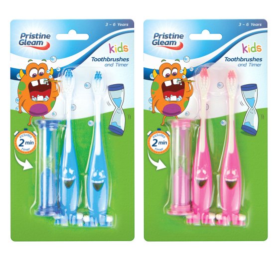 KIDS TOOTHBRUSHES & TIMER SET
