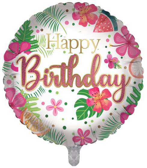 BALLOON 18IN FOIL BIRTHDAY TROPICAL