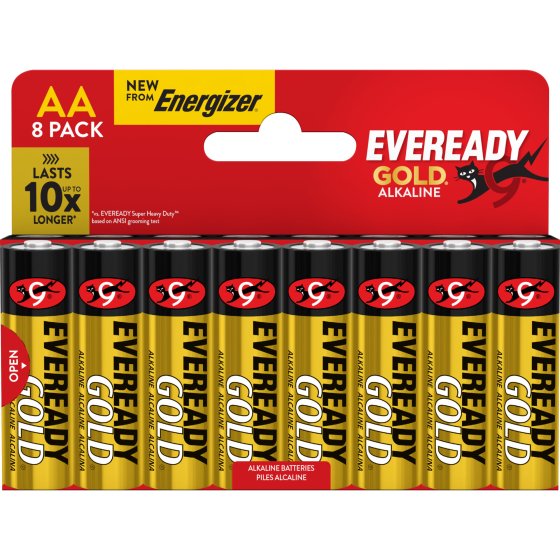 AJ1602 EVEREADY GOLD ALKALINE BATTERIES AA 8PK