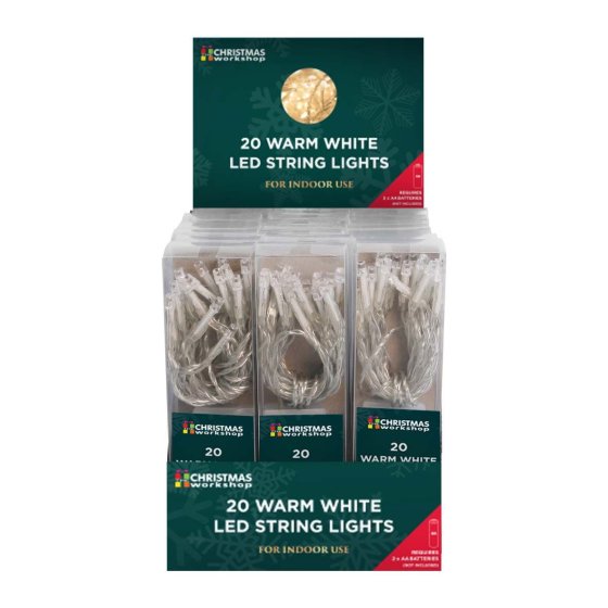 XH4302 20 LED W/WHITE STRING LIGHT BO