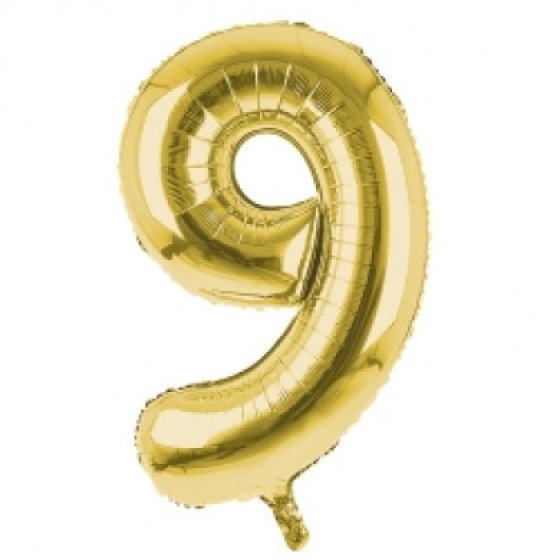 BALLOON 34IN GOLD NO 9 FOIL