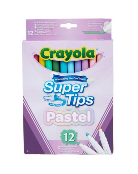 CRAYOLA 12 BRIGHT SUPERTIPS PASTEL EDITION
