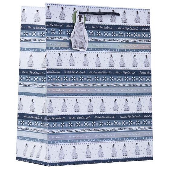 XH2414 GIFT BAG PENGUIN FAIRISLE L