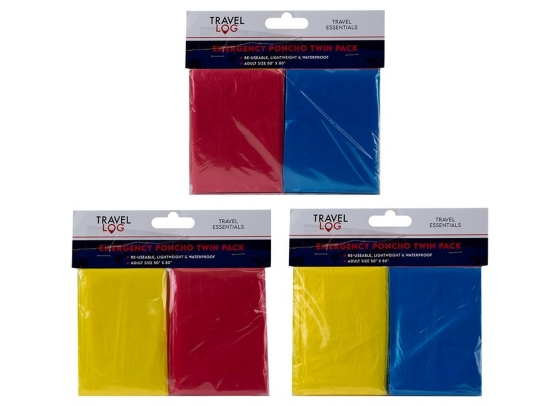 SJ11005 SJ11005 PONCHO EMERGENCY UNIVERSAL SIZE 2PK ASST