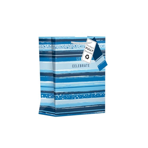 GIFT BAG CELEBRATE STRIPE MED