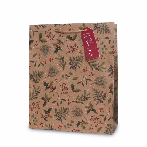 WIGIG GIFT BAG WINTER FOLIAGE KRAFT