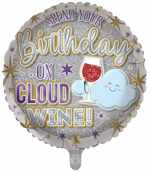 BALLOON 18IN FOIL ON CLOUD WINE