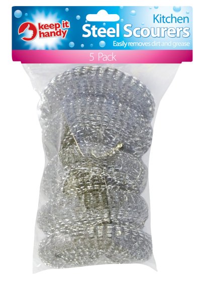 SCOURER STAINLESS STEEL PADS 5PK