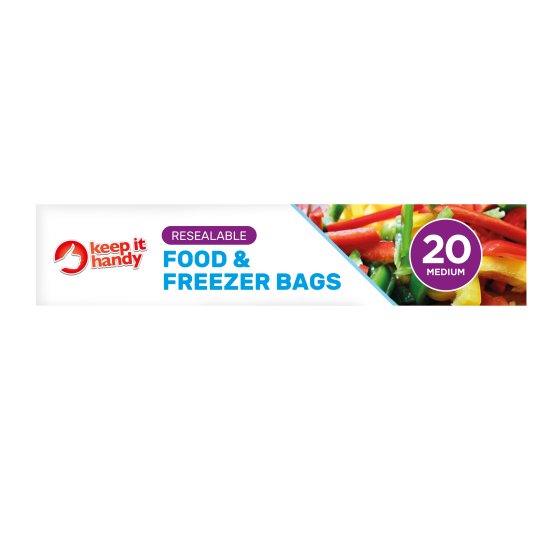 BAGS FOOD N FREEZER M RESEALABLE CLICK SEAL