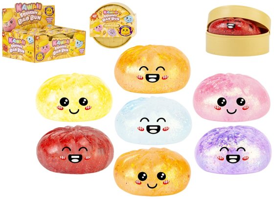 SQUISHIES GLITTER DUMPLING IN BASKET 8.5CM