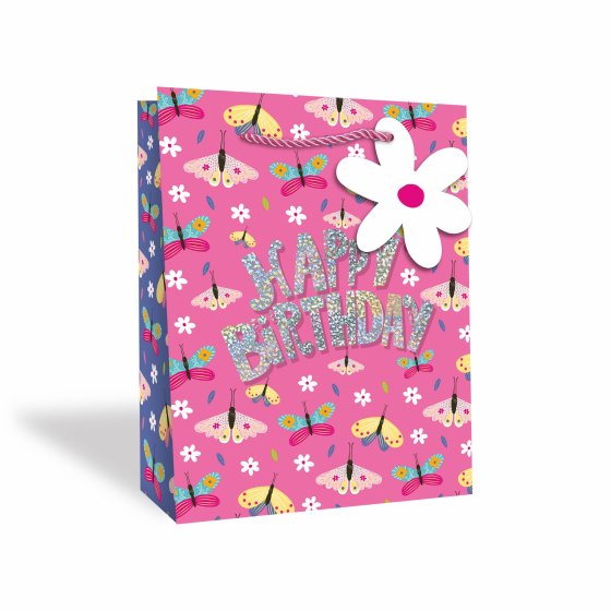 SH14341 GIFT BAG GIRLS BUTTERFLIES LRG