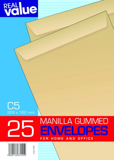 SH01012 ENVELOPES C5 MANILLA 25S