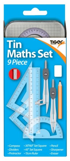 SJ06105 SJ06105 MATHS SET IN TIN 9 PIECE