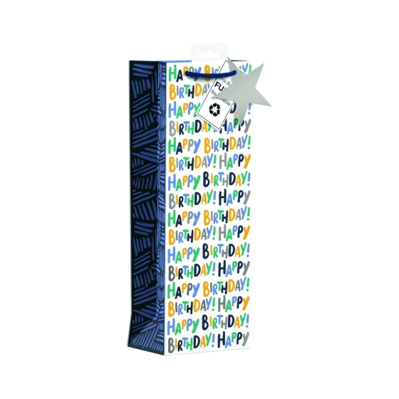 SJ15226 SJ15226 BOTTLE BAG BLUE BIRTHDAY TEXT