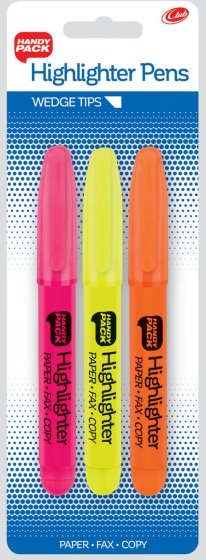 SH07702 HIGHLIGHTER 3 PEN PACK CLUB