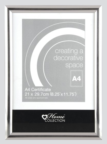 SH10811 A4 CERT PHOTO FRAME SILVER