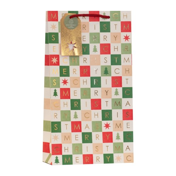 BOTTLE BAG CHRISTMAS GRID DOUBLE