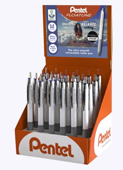 AJ1005 PENTEL FLOATUNE RETRACTABLE ROLLERBALL PENS BLUE/BLAC