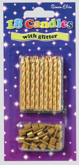 SH12028 CANDLES SPIRAL GOLD GLITTER 18
