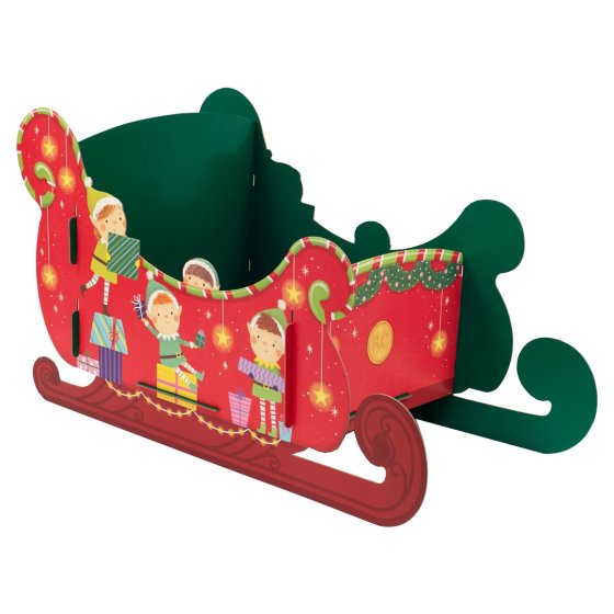 GIFT BOX LARGE ELVES SLEIGH W/STICKERS